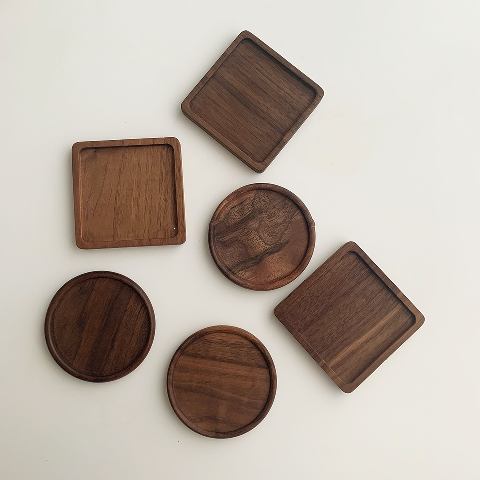 Walnut Wood Coaster Set