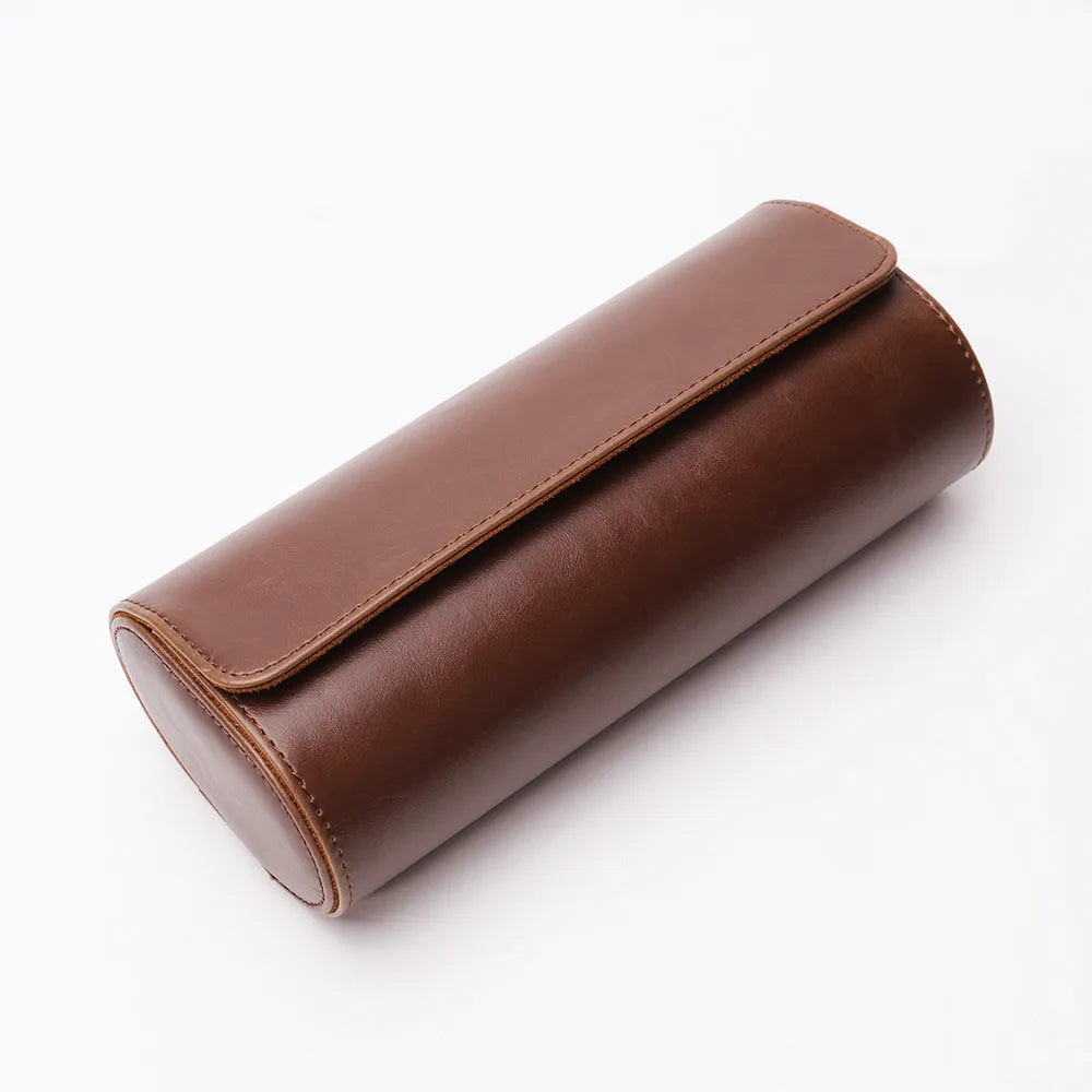 3-Slot Leather Travel Watch Case